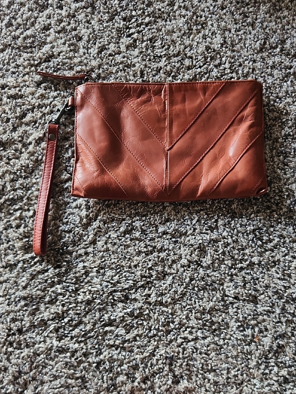 Lucky Brand Burnt Sienna Leather Wristlet